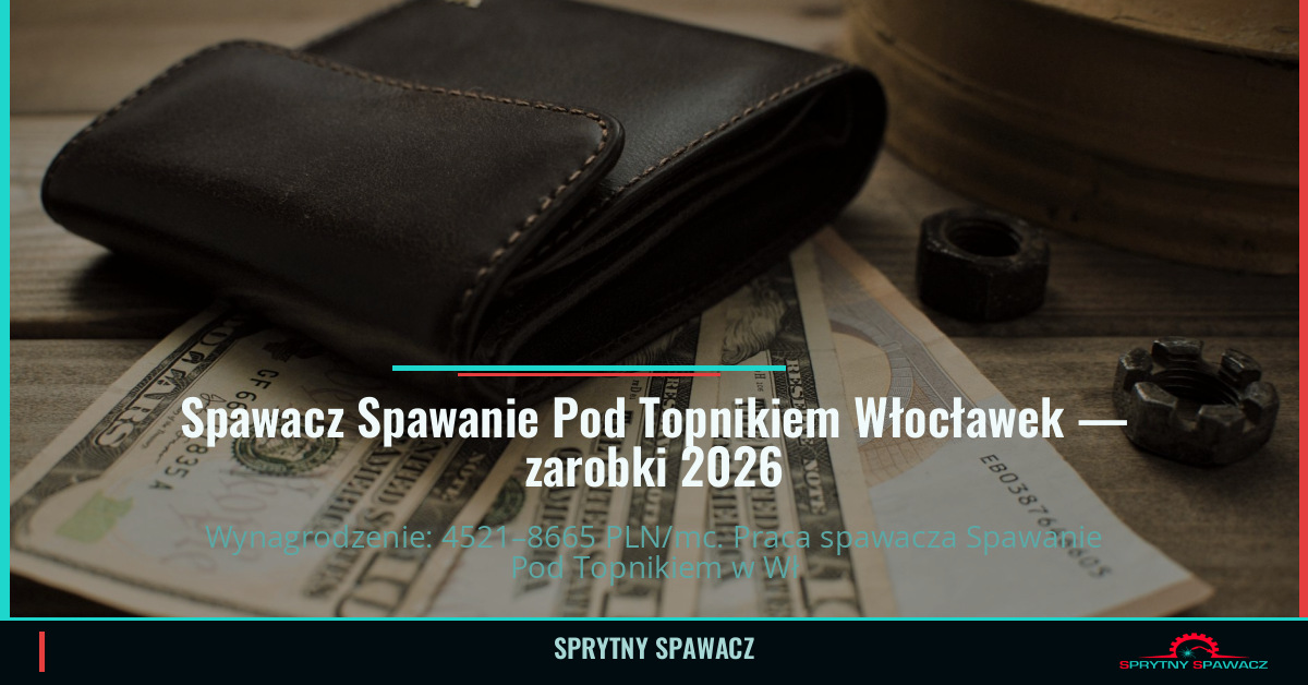 Zarobki spawacza Spawanie Pod Topnikiem w Włocławku 1 Spawacz Spawanie Pod Topnikiem Włocławek — zarobki 4521–8665 PLN/mc — SprytnySpawacz.pl