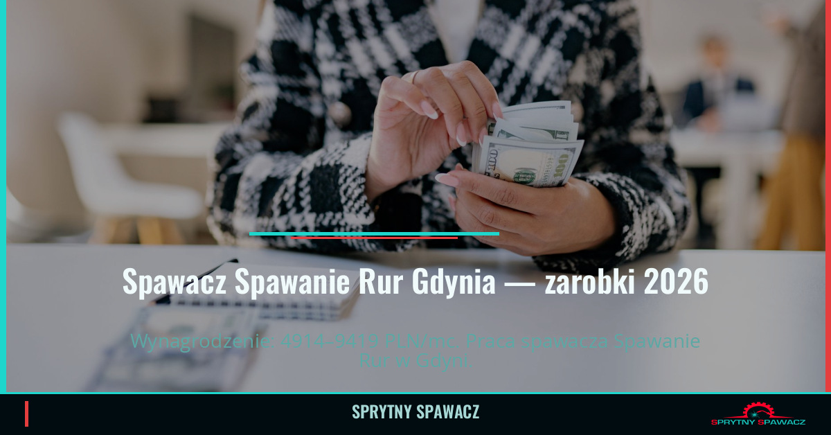 Zarobki spawacza Spawanie Rur w Gdyni - Czerwiec 2026 1 Spawacz Spawanie Rur Gdynia — zarobki 4914–9419 PLN/mc — SprytnySpawacz.pl