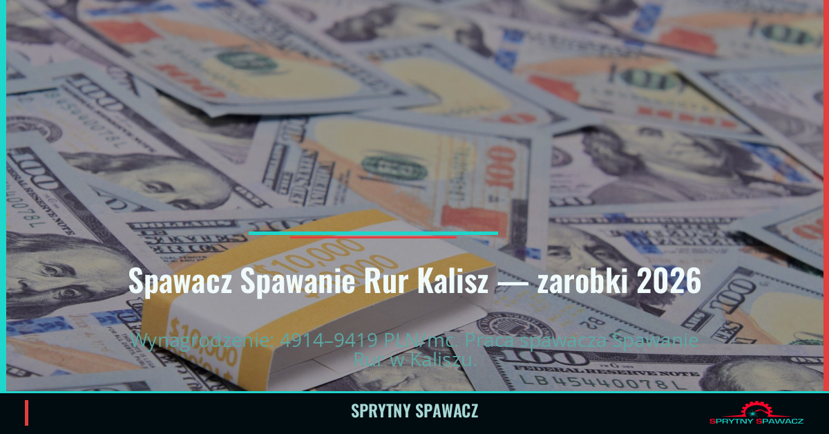 Zarobki spawacza Spawanie Rur w Kalisz – 2026 1 Spawacz Spawanie Rur Kalisz — zarobki 4914–9419 PLN/mc — SprytnySpawacz.pl