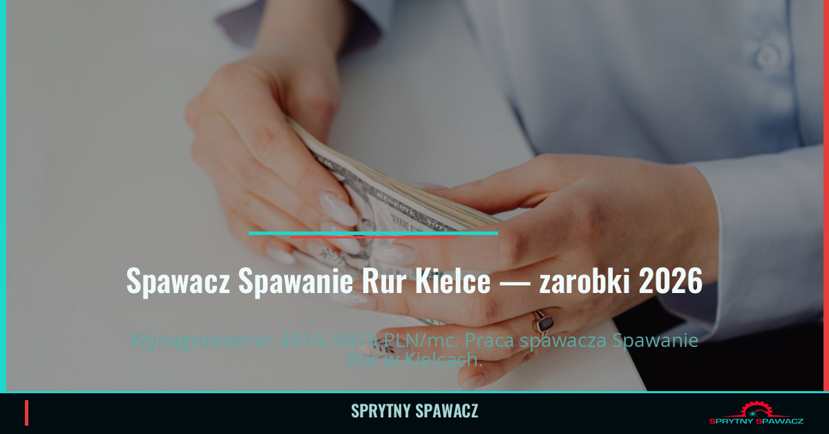 Zarobki spawacza Spawanie Rur w Kielcach 2026 1 Spawacz Spawanie Rur Kielce — zarobki 4914–9419 PLN/mc — SprytnySpawacz.pl