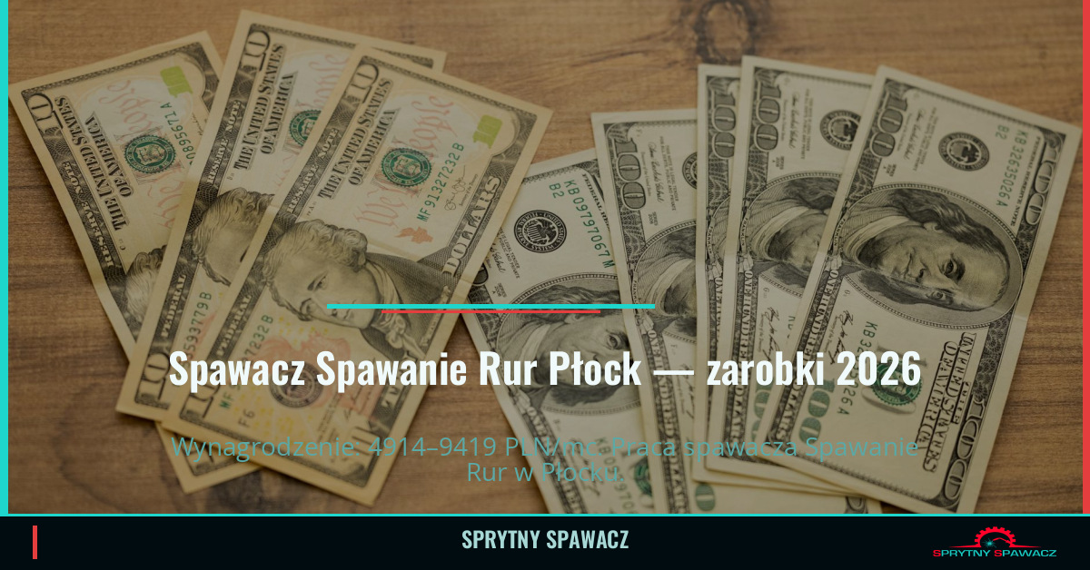 Zarobki spawacza Spawanie Rur w Płock – Czerwiec 2026 1 Spawacz Spawanie Rur Płock — zarobki 4914–9419 PLN/mc — SprytnySpawacz.pl
