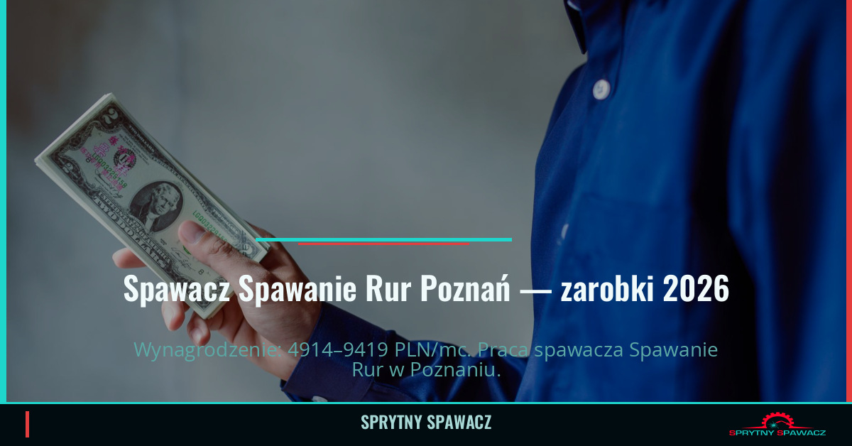 Zarobki spawacza Spawanie Rur w Poznaniu 2026 1 Spawacz Spawanie Rur Poznań — zarobki 4914–9419 PLN/mc — SprytnySpawacz.pl