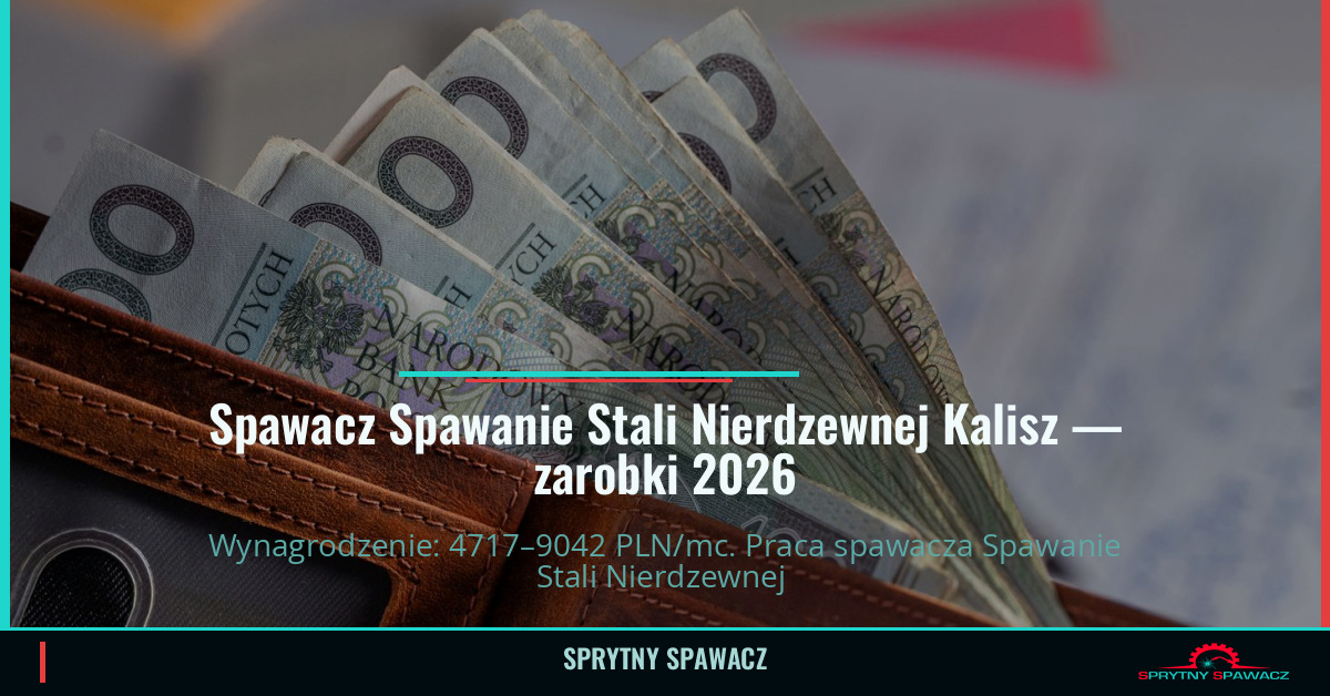 Zarobki spawacza stali nierdzewnej w Kalisz 1 Spawacz Spawanie Stali Nierdzewnej Kalisz — zarobki 4717–9042 PLN/mc — SprytnySpawacz.pl