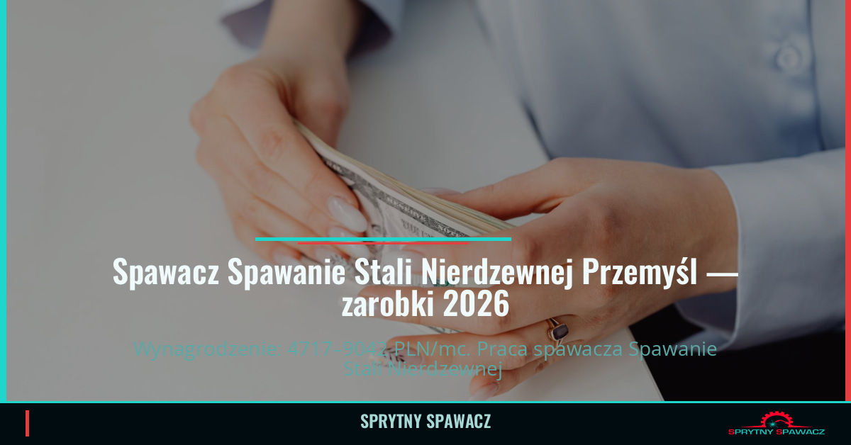 Zarobki spawacza Stali Nierdzewnej w Przemyślu 1 Spawacz Spawanie Stali Nierdzewnej Przemyśl — zarobki 4717–9042 PLN/mc — SprytnySpawacz.pl