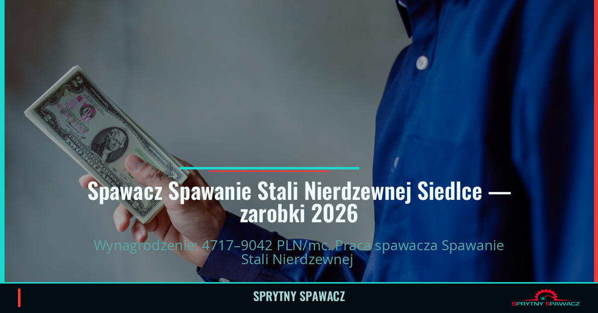 Zarobki spawacza Spawanie Stali Nierdzewnej w Siedlcach 1 Spawacz Spawanie Stali Nierdzewnej Siedlce — zarobki 4717–9042 PLN/mc — SprytnySpawacz.pl