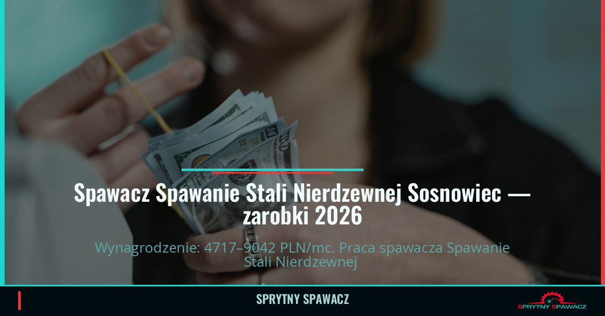Zarobki spawacza w Sosnowcu | Spawanie Stali Nierdzewnej 1 Spawacz Spawanie Stali Nierdzewnej Sosnowiec — zarobki 4717–9042 PLN/mc — SprytnySpawacz.pl