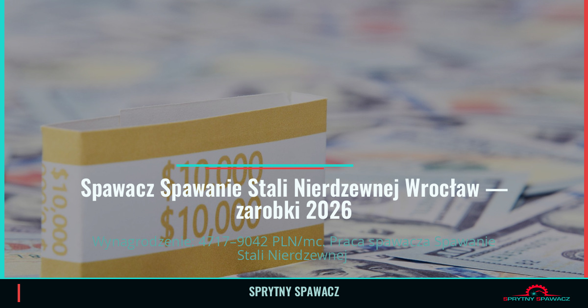 Zarobki spawacza Spawanie Stali Nierdzewnej we Wrocławiu 1 Spawacz Spawanie Stali Nierdzewnej Wrocław — zarobki 4717–9042 PLN/mc — SprytnySpawacz.pl