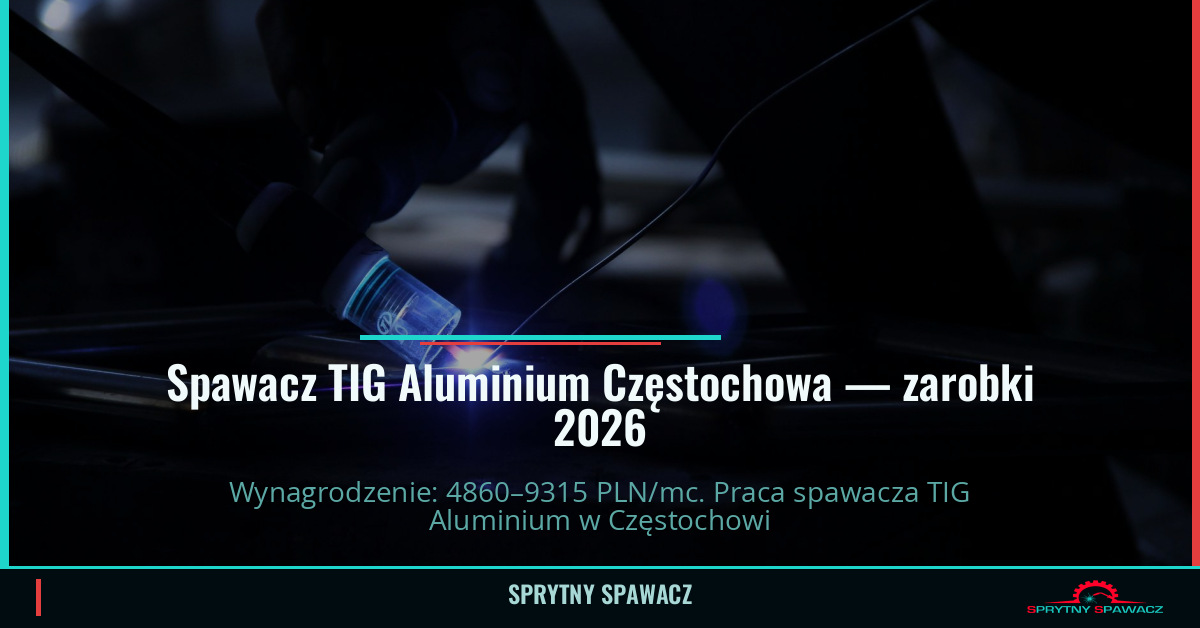 Zarobki spawacza TIG Aluminium w Częstochowie 1 Spawacz TIG Aluminium Częstochowa — zarobki 4860–9315 PLN/mc — SprytnySpawacz.pl
