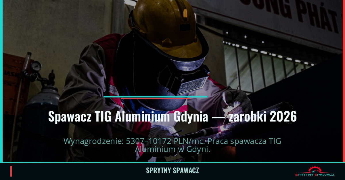Zarobki spawacza TIG Aluminium w Gdyni - Czerwiec 2026 1 Spawacz TIG Aluminium Gdynia — zarobki 5307–10172 PLN/mc — SprytnySpawacz.pl
