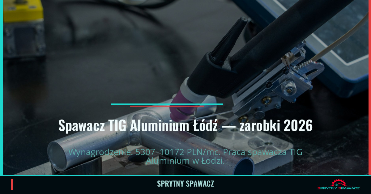 Zarobki spawacza TIG Aluminium w Łodzi - Czerwiec 2026 1 Spawacz TIG Aluminium Łódź — zarobki 5307–10172 PLN/mc — SprytnySpawacz.pl