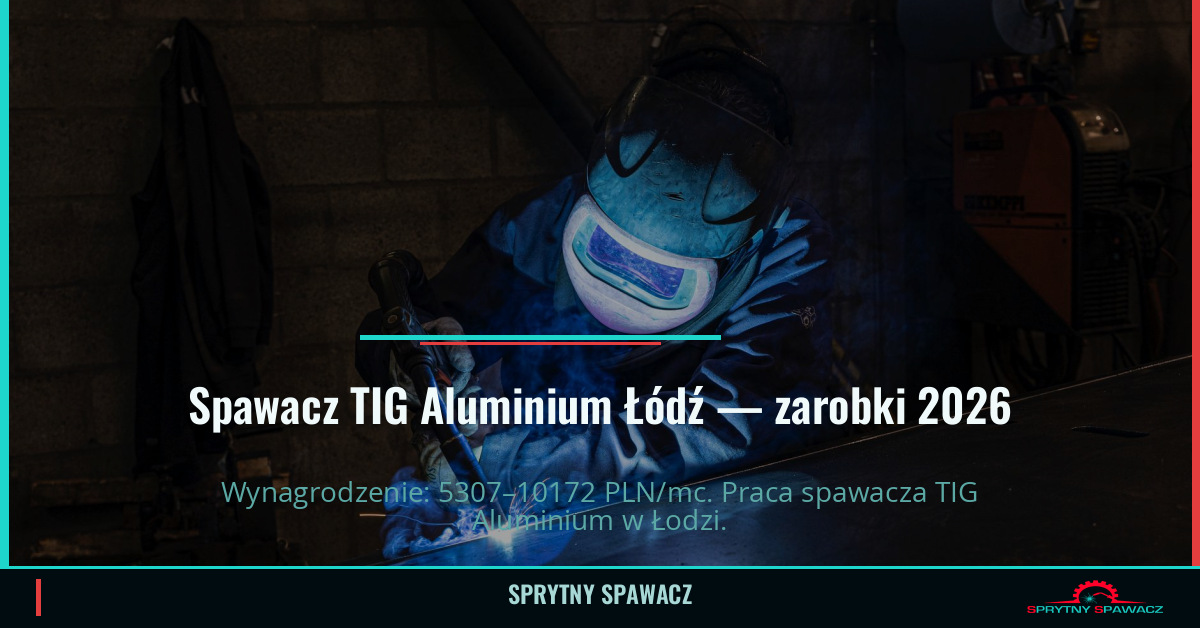 Zarobki spawacza TIG Aluminium w Łodzi – Czerwiec 2026 1 Spawacz TIG Aluminium Łódź — zarobki 5307–10172 PLN/mc — SprytnySpawacz.pl