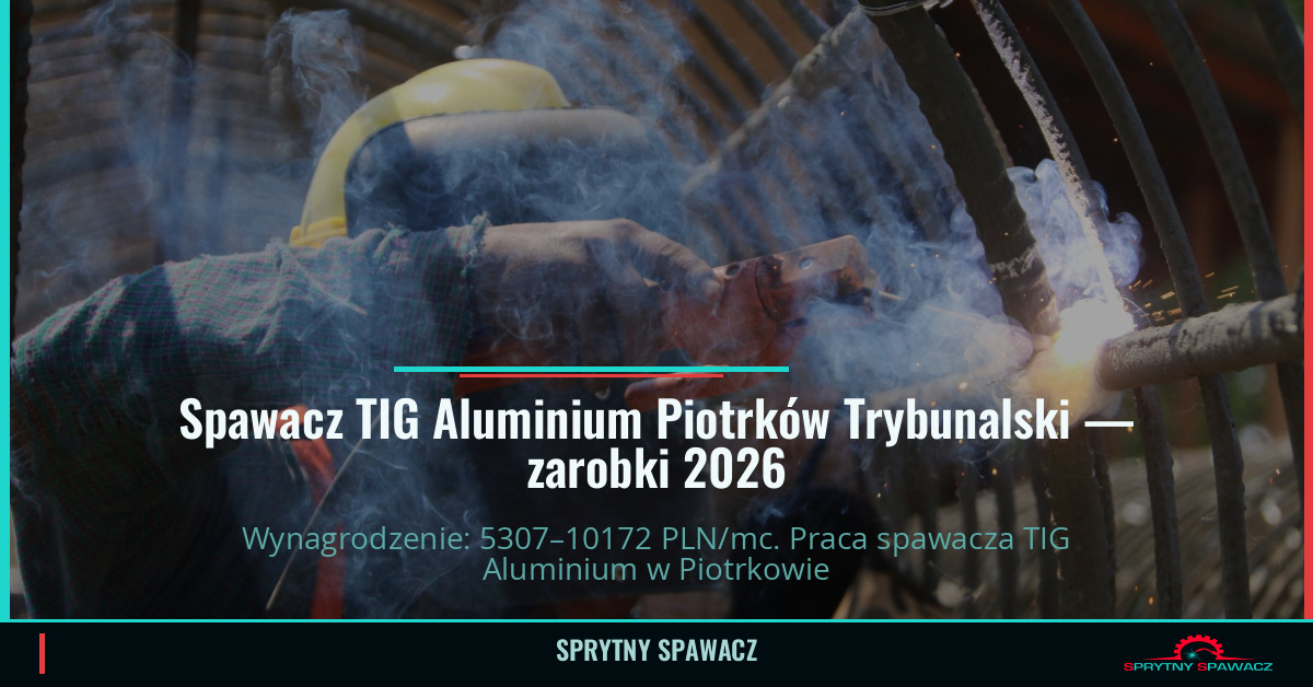Zarobki spawacza TIG Aluminium w Piotrków Trybunalski 1 Spawacz TIG Aluminium Piotrków Trybunalski — zarobki 5307–10172 PLN/mc — SprytnySpawacz.pl