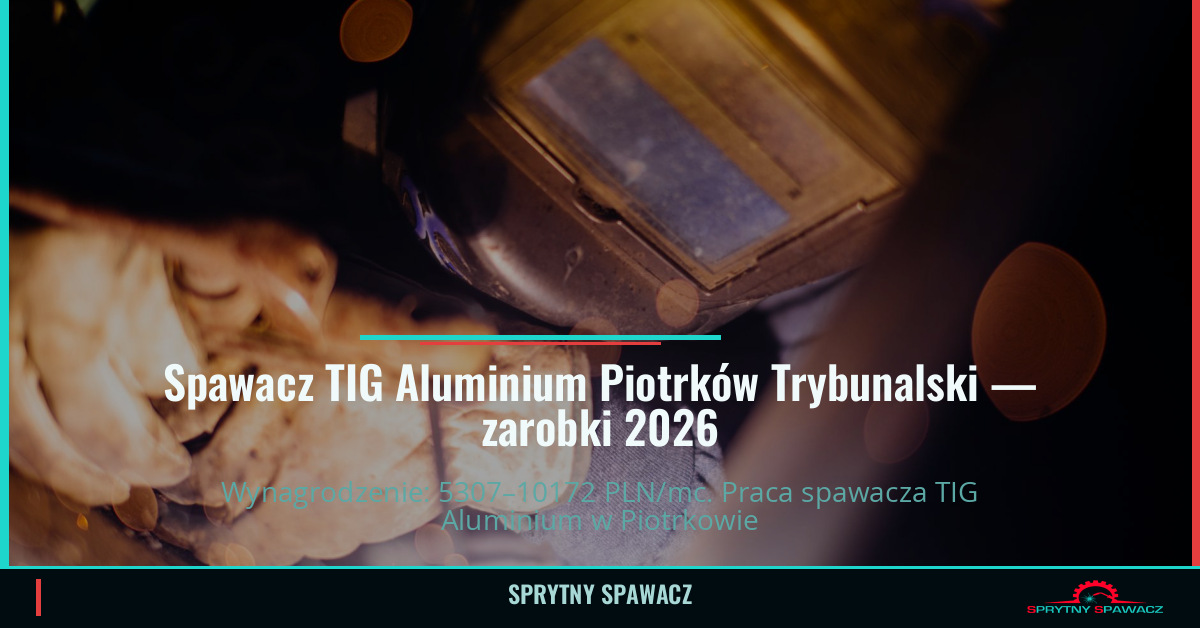 Zarobki spawacza TIG Aluminium w Piotrków Trybunalski 1 Spawacz TIG Aluminium Piotrków Trybunalski — zarobki 5307–10172 PLN/mc — SprytnySpawacz.pl
