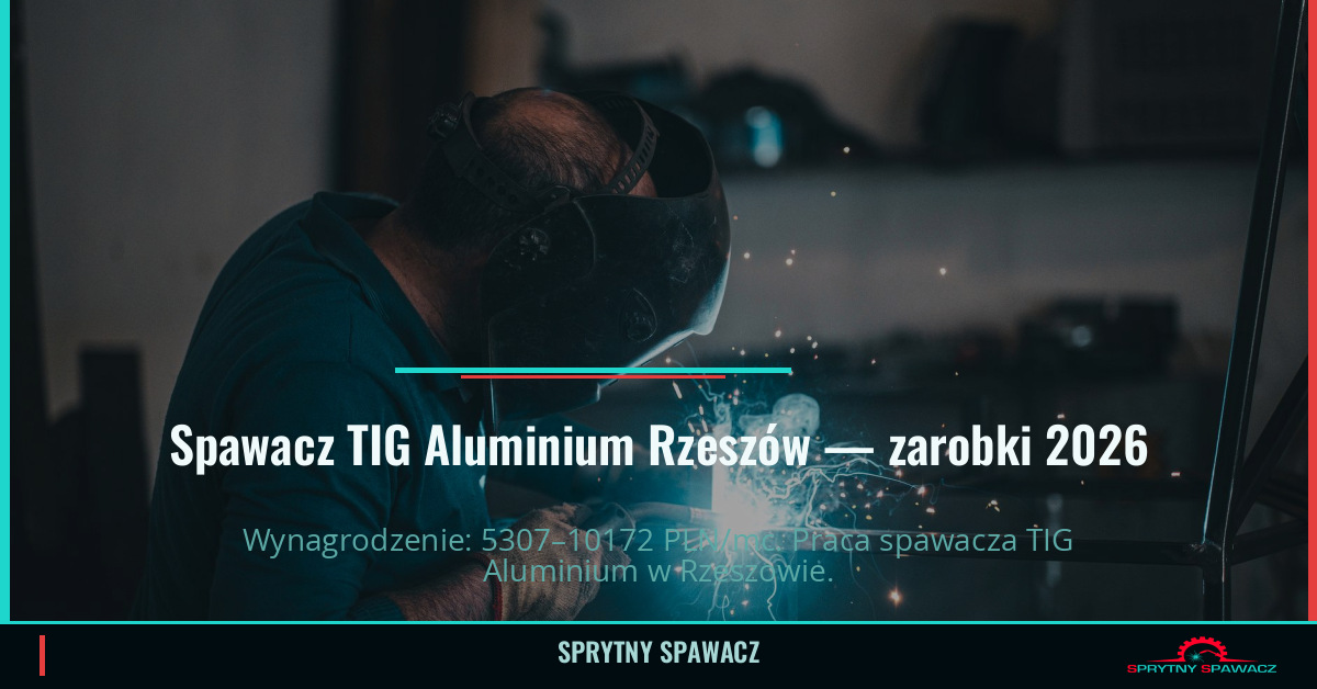 Zarobki spawacza TIG Aluminium w Rzeszowie 2026 1 Spawacz TIG Aluminium Rzeszów — zarobki 5307–10172 PLN/mc — SprytnySpawacz.pl