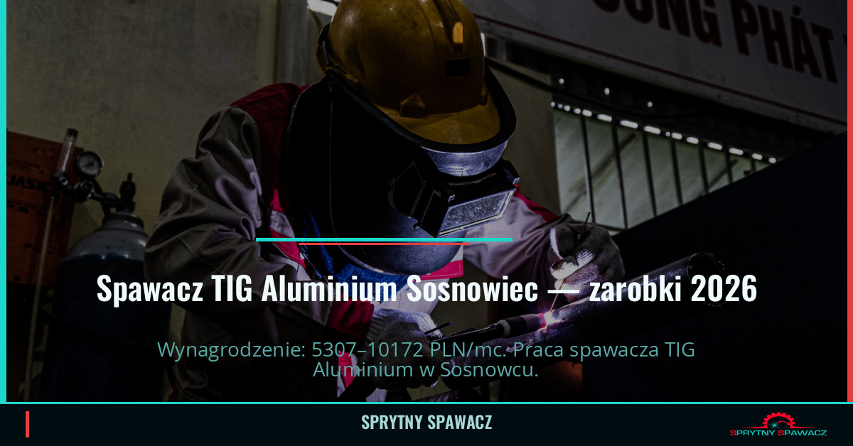 Zarobki spawacza TIG Aluminium w Sosnowcu 1 Spawacz TIG Aluminium Sosnowiec — zarobki 5307–10172 PLN/mc — SprytnySpawacz.pl