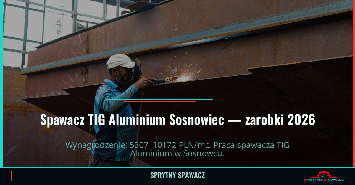 Zarobki spawacza TIG Aluminium w Sosnowcu 1 Spawacz TIG Aluminium Sosnowiec — zarobki 5307–10172 PLN/mc — SprytnySpawacz.pl