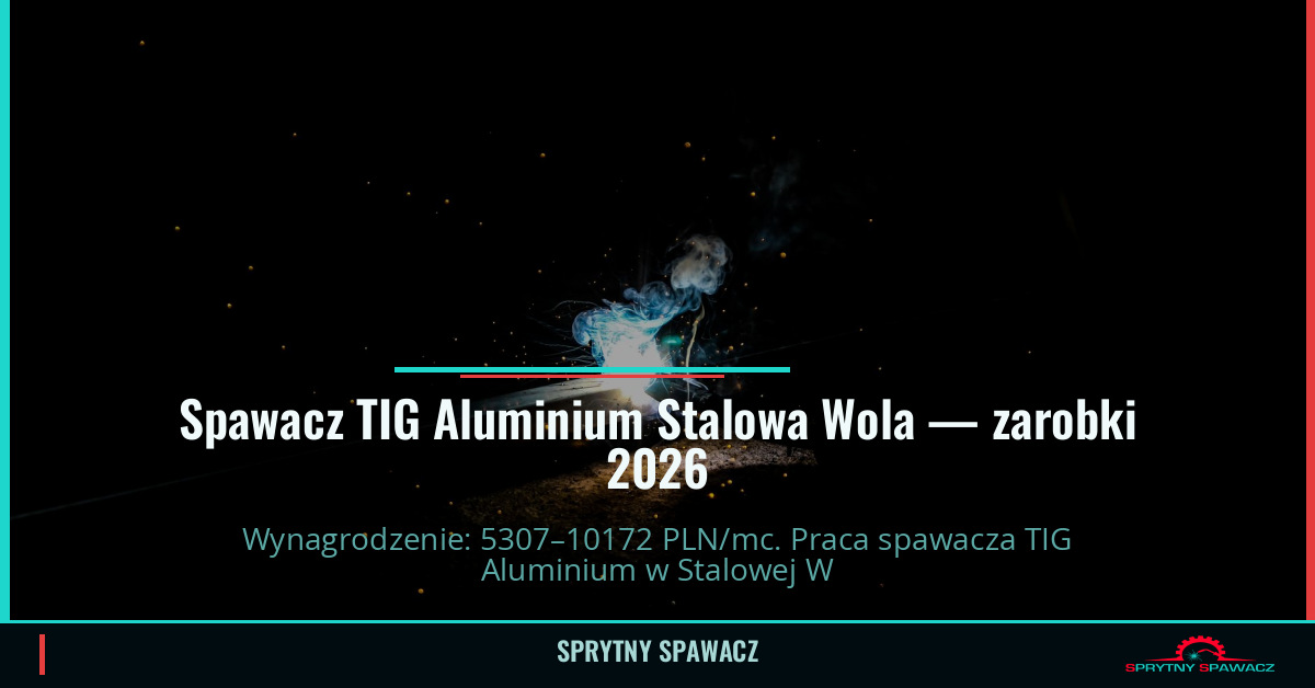 Zarobki spawacza TIG Aluminium w Stalowej Woli 1 Spawacz TIG Aluminium Stalowa Wola — zarobki 5307–10172 PLN/mc — SprytnySpawacz.pl