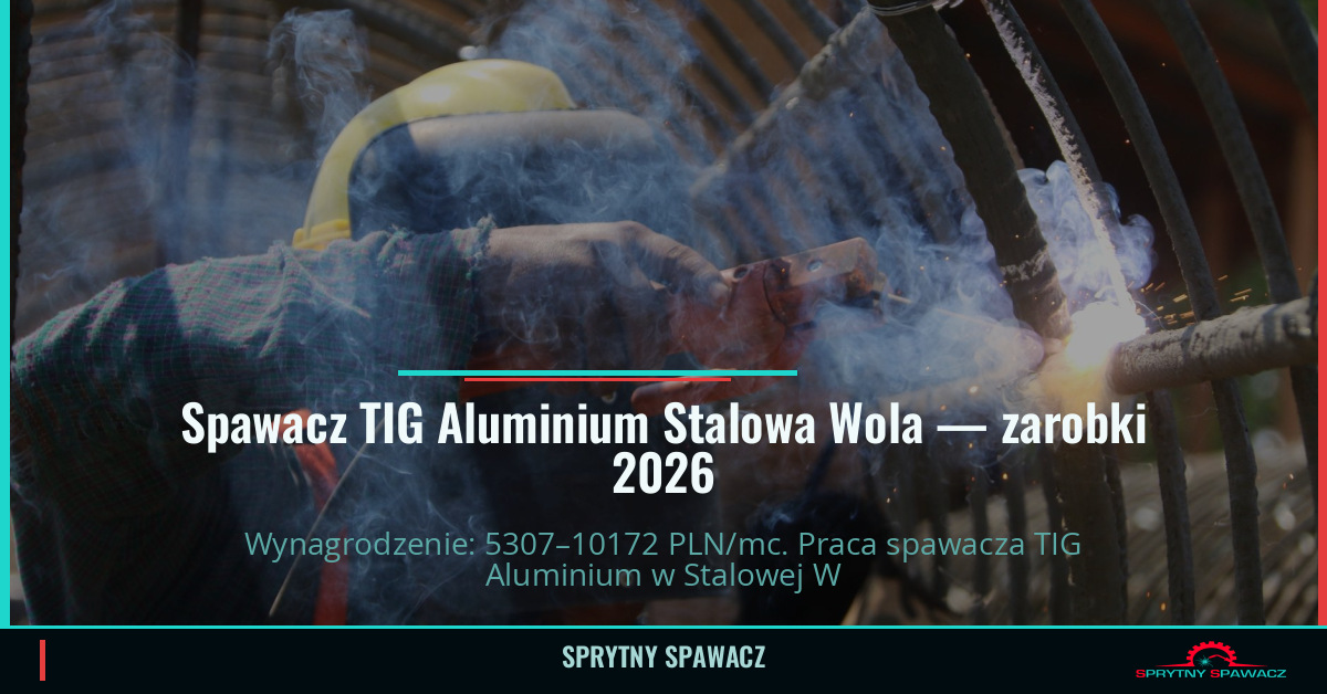 Zarobki spawacza TIG Aluminium w Stalowej Woli 1 Spawacz TIG Aluminium Stalowa Wola — zarobki 5307–10172 PLN/mc — SprytnySpawacz.pl