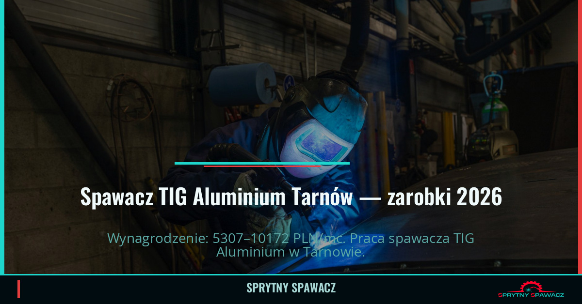 Zarobki spawacza TIG Aluminium w Tarnowie 1 Spawacz TIG Aluminium Tarnów — zarobki 5307–10172 PLN/mc — SprytnySpawacz.pl