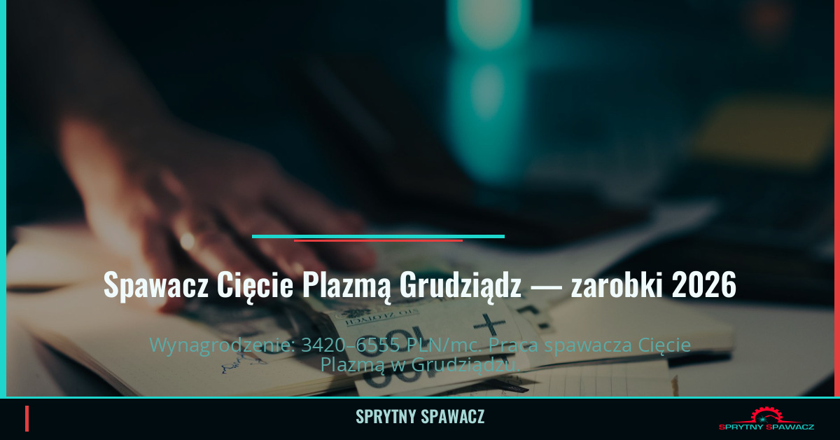 Zarobki spawacza Cięcie Plazmą w Grudziądzu 1 Spawacz Cięcie Plazmą Grudziądz — zarobki 3420–6555 PLN/mc — SprytnySpawacz.pl