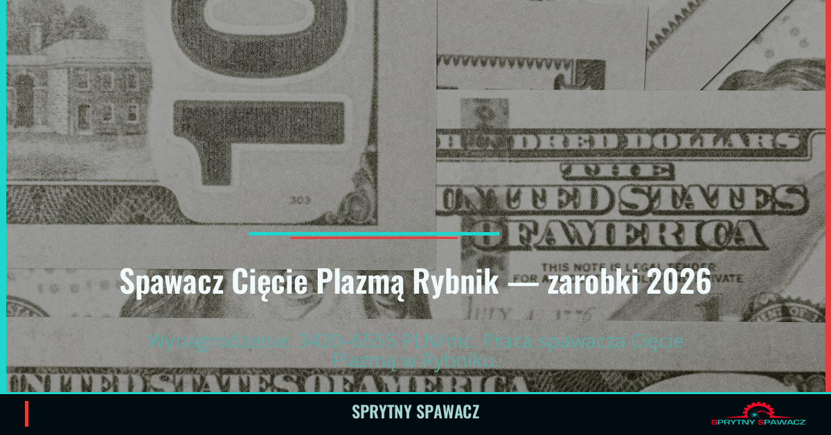 Zarobki spawacza Cięcie Plazmą w Rybniku 2026 1 Spawacz Cięcie Plazmą Rybnik — zarobki 3420–6555 PLN/mc — SprytnySpawacz.pl