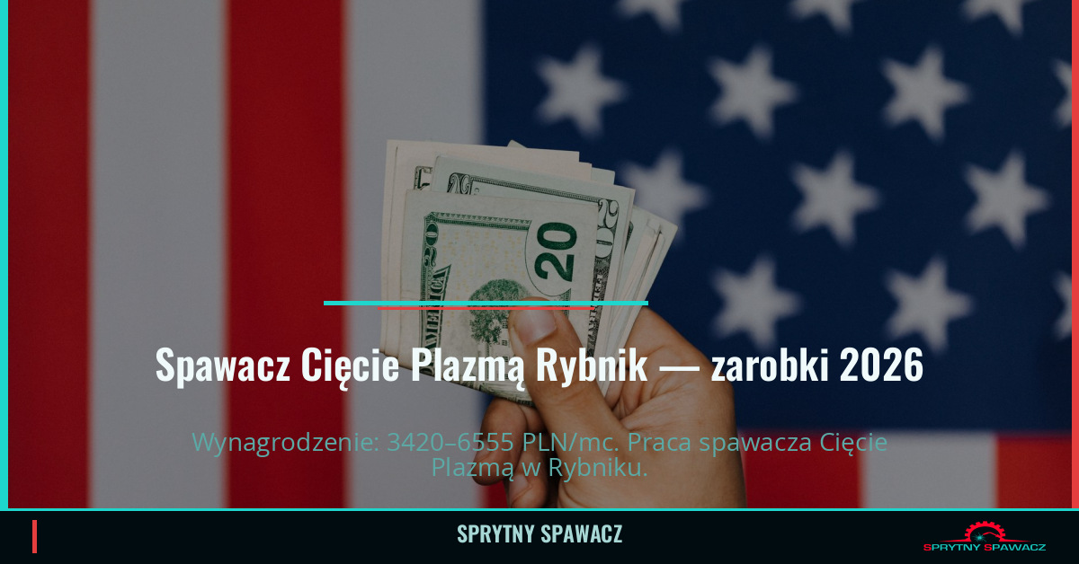 Zarobki spawacza Cięcie Plazmą w Rybniku - 2026 1 Spawacz Cięcie Plazmą Rybnik — zarobki 3420–6555 PLN/mc — SprytnySpawacz.pl