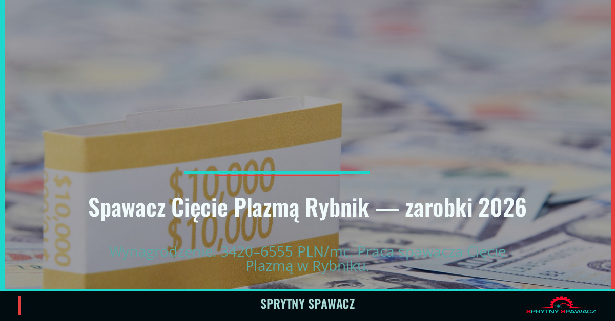 Zarobki spawacza Cięcie Plazmą w Rybniku — 2026 1 Spawacz Cięcie Plazmą Rybnik — zarobki 3420–6555 PLN/mc — SprytnySpawacz.pl