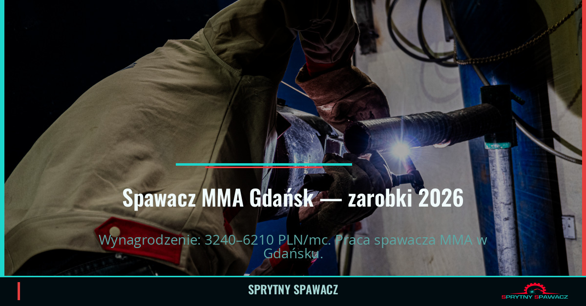 Zarobki spawacza MMA w Gdańsku — Lipiec 2026 1 Spawacz MMA Gdańsk — zarobki 3240–6210 PLN/mc — SprytnySpawacz.pl