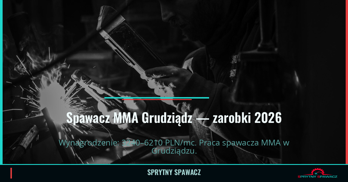 Zarobki spawacza MMA w Grudziądzu - Lipiec 2026 1 Spawacz MMA Grudziądz — zarobki 3240–6210 PLN/mc — SprytnySpawacz.pl