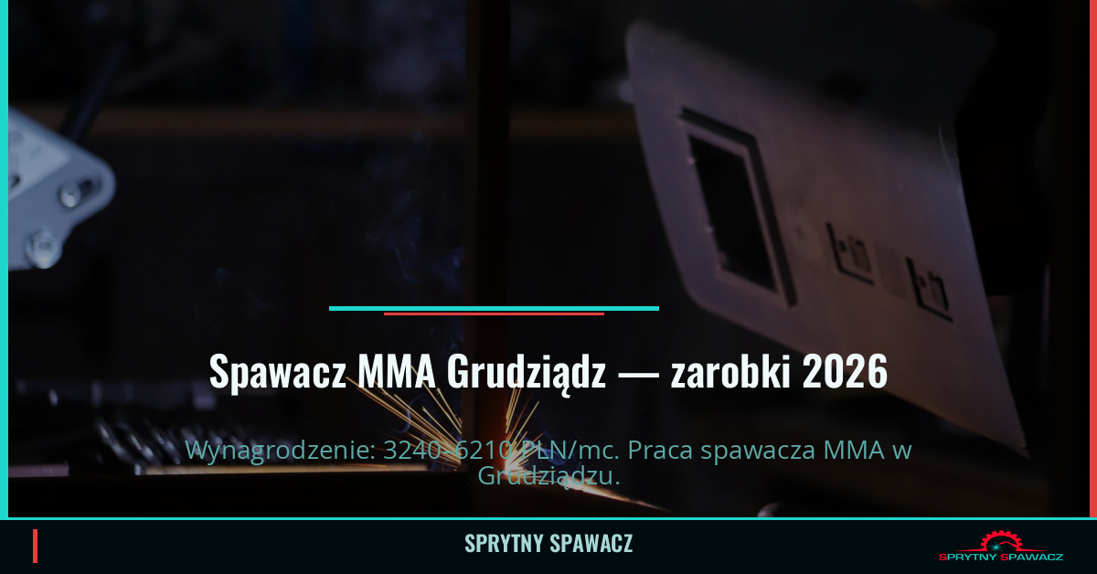 Zarobki spawacza MMA w Grudziądzu – Lipiec 2026 1 Spawacz MMA Grudziądz — zarobki 3240–6210 PLN/mc — SprytnySpawacz.pl