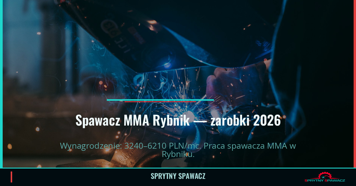 Zarobki spawacza MMA w Rybniku – Lipiec 2026 1 Spawacz MMA Rybnik — zarobki 3240–6210 PLN/mc — SprytnySpawacz.pl