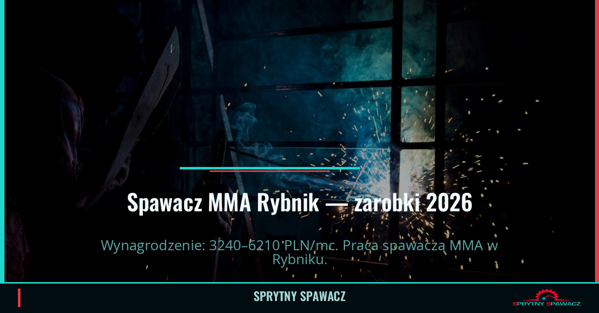 Zarobki spawacza MMA w Rybniku — Lipiec 2026 1 Spawacz MMA Rybnik — zarobki 3240–6210 PLN/mc — SprytnySpawacz.pl