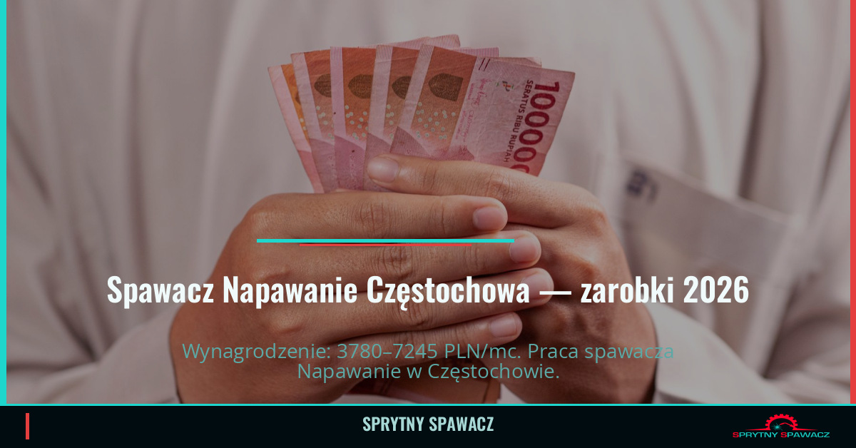 Zarobki spawacza Napawanie w Częstochowie 1 Spawacz Napawanie Częstochowa — zarobki 3780–7245 PLN/mc — SprytnySpawacz.pl