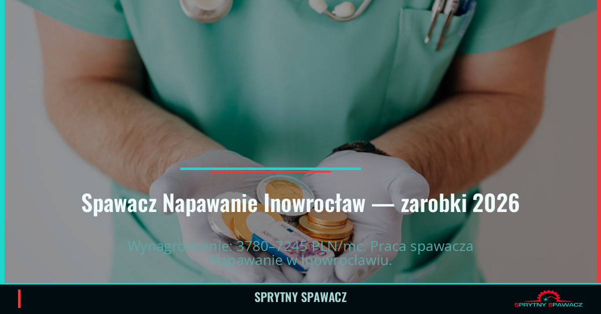 Zarobki spawacza Napawanie w Inowrocławiu 2026 1 Spawacz Napawanie Inowrocław — zarobki 3780–7245 PLN/mc — SprytnySpawacz.pl