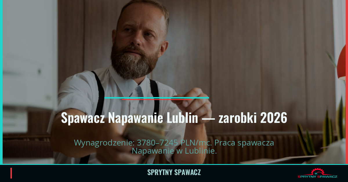 Zarobki spawacza Napawanie w Lublinie — Lipiec 2026 1 Spawacz Napawanie Lublin — zarobki 3780–7245 PLN/mc — SprytnySpawacz.pl