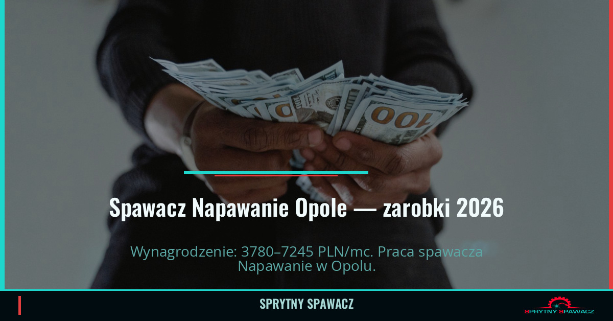 Zarobki spawacza Napawanie w Opolu — Lipiec 2026 1 Spawacz Napawanie Opole — zarobki 3780–7245 PLN/mc — SprytnySpawacz.pl