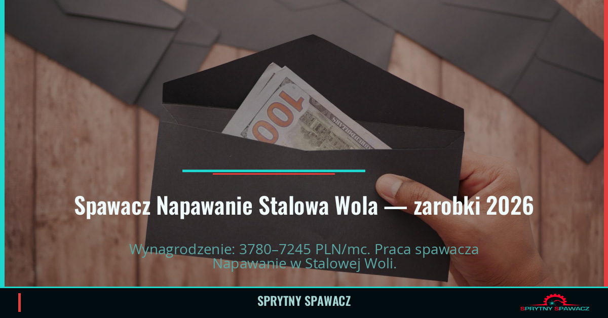 Zarobki spawacza Napawanie w Stalowej Woli 2026 1 Spawacz Napawanie Stalowa Wola — zarobki 3780–7245 PLN/mc — SprytnySpawacz.pl