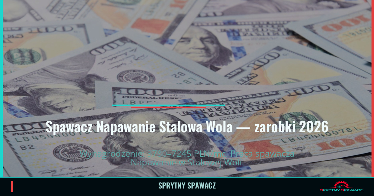 Zarobki spawacza Napawanie w Stalowej Woli 2026 1 Spawacz Napawanie Stalowa Wola — zarobki 3780–7245 PLN/mc — SprytnySpawacz.pl
