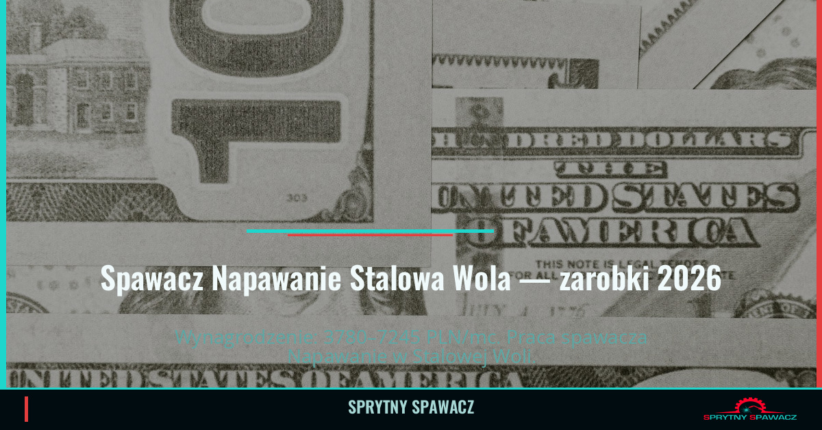Zarobki spawacza Napawanie w Stalowej Woli 2026 1 Spawacz Napawanie Stalowa Wola — zarobki 3780–7245 PLN/mc — SprytnySpawacz.pl