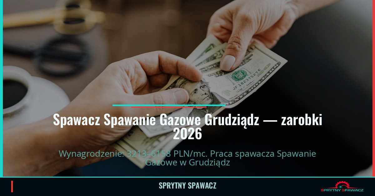 Zarobki spawacza Spawanie Gazowe w Grudziądzu 1 Spawacz Spawanie Gazowe Grudziądz — zarobki 3213–6158 PLN/mc — SprytnySpawacz.pl