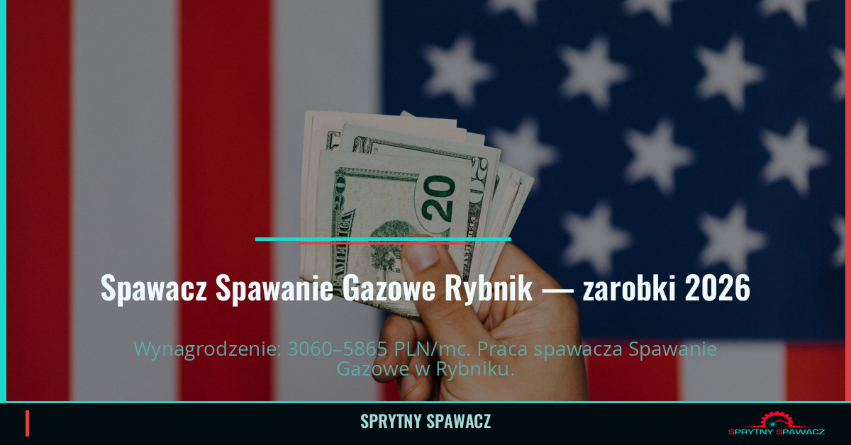 Zarobki spawacza Spawanie Gazowe w Rybniku 2026 1 Spawacz Spawanie Gazowe Rybnik — zarobki 3060–5865 PLN/mc — SprytnySpawacz.pl