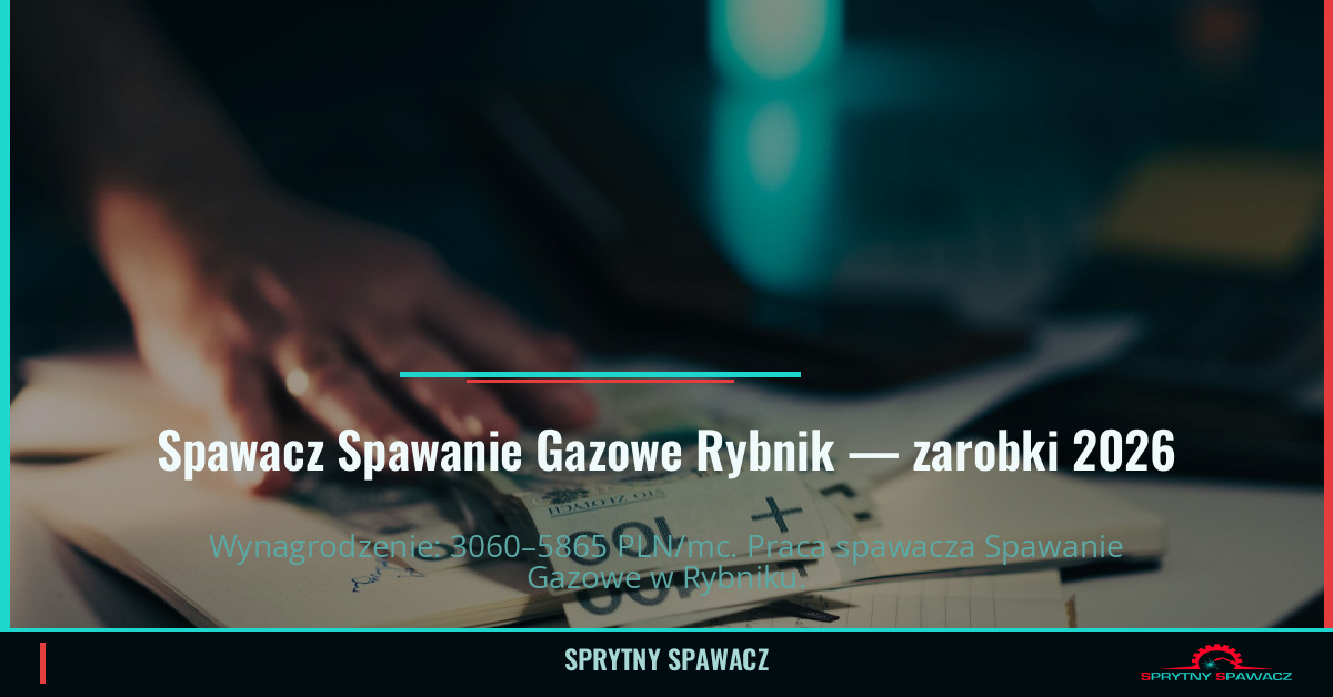 Zarobki spawacza Spawanie Gazowe w Rybniku 1 Spawacz Spawanie Gazowe Rybnik — zarobki 3060–5865 PLN/mc — SprytnySpawacz.pl