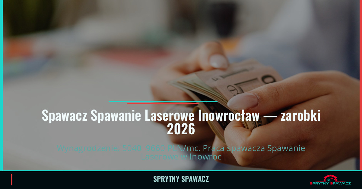 Zarobki spawacza Spawanie Laserowe w Inowrocławiu 1 Spawacz Spawanie Laserowe Inowrocław — zarobki 5040–9660 PLN/mc — SprytnySpawacz.pl