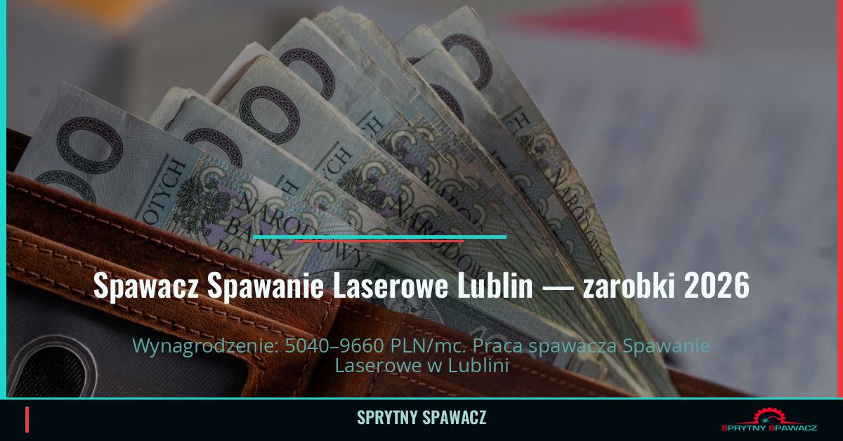 Zarobki spawacza Spawanie Laserowe w Lublinie 1 Spawacz Spawanie Laserowe Lublin — zarobki 5040–9660 PLN/mc — SprytnySpawacz.pl