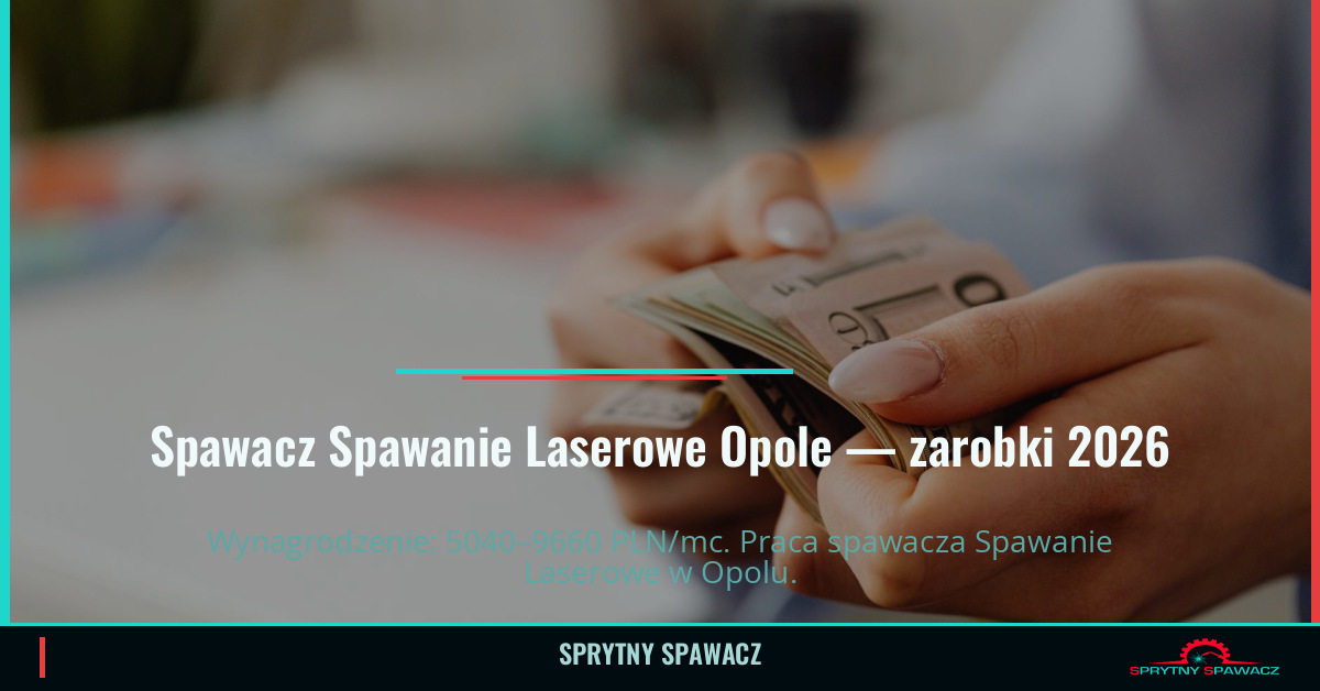 Zarobki spawacza Spawanie Laserowe w Opolu 1 Spawacz Spawanie Laserowe Opole — zarobki 5040–9660 PLN/mc — SprytnySpawacz.pl