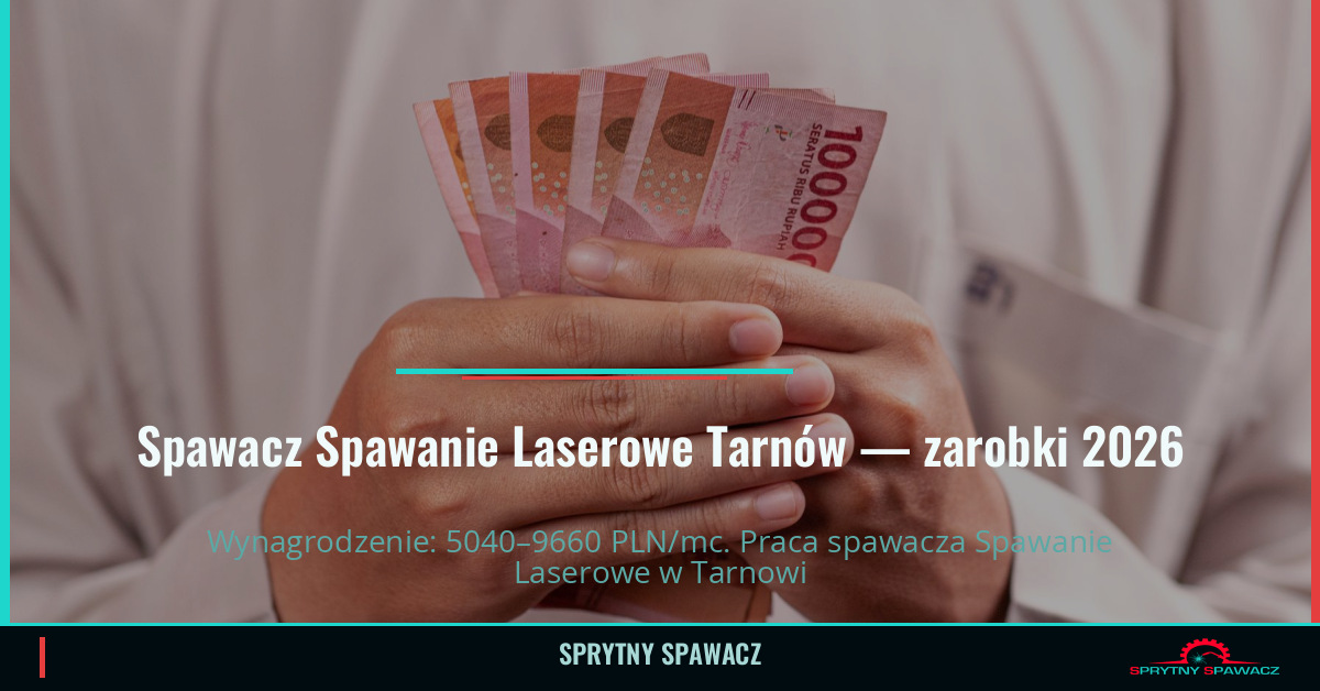 Zarobki spawacza Spawanie Laserowe w Tarnowie 1 Spawacz Spawanie Laserowe Tarnów — zarobki 5040–9660 PLN/mc — SprytnySpawacz.pl