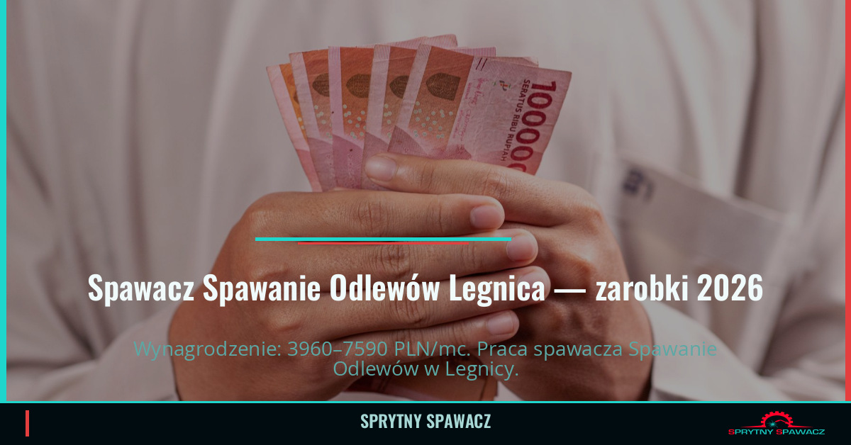 Zarobki spawacza Spawanie Odlewów w Legnicy 2026 1 Spawacz Spawanie Odlewów Legnica — zarobki 3960–7590 PLN/mc — SprytnySpawacz.pl