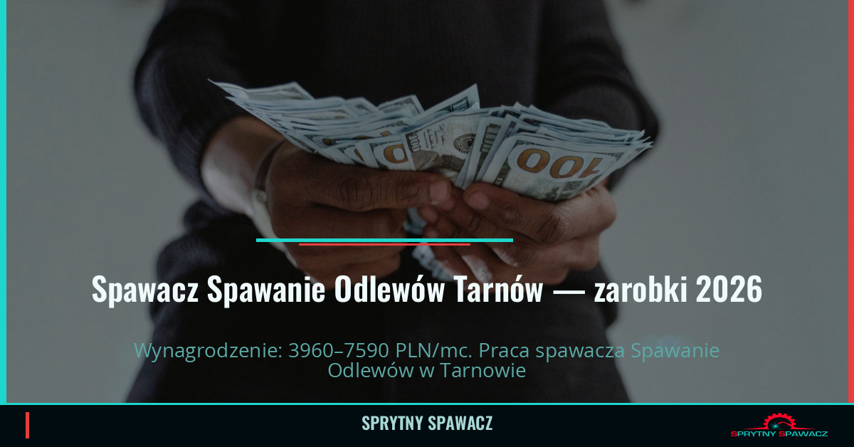 Zarobki spawacza Spawanie Odlewów w Tarnowie 1 Spawacz Spawanie Odlewów Tarnów — zarobki 3960–7590 PLN/mc — SprytnySpawacz.pl