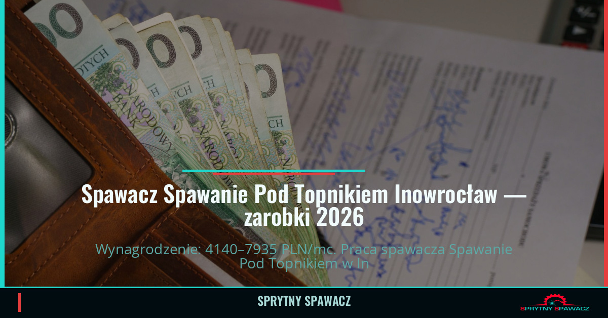 Zarobki spawacza Spawanie Pod Topnikiem w Inowrocławiu 1 Spawacz Spawanie Pod Topnikiem Inowrocław — zarobki 4140–7935 PLN/mc — SprytnySpawacz.pl