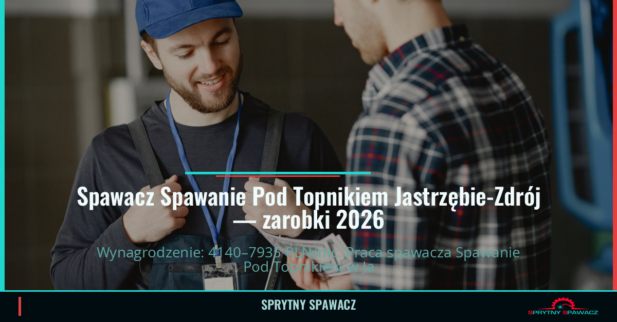 Zarobki spawacza Spawanie Pod Topnikiem w Jastrzębie-Zdrój 1 Spawacz Spawanie Pod Topnikiem Jastrzębie-Zdrój — zarobki 4140–7935 PLN/mc — SprytnySpawacz.pl